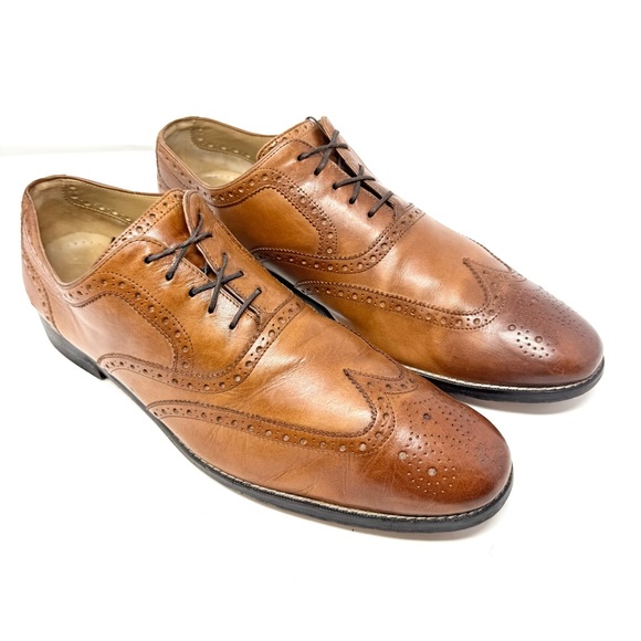 Cole Haan Brogues Wingtip Lace-Up Oxford Dress Shoes in Walnut Brown Size 10 M - Picture 1 of 13